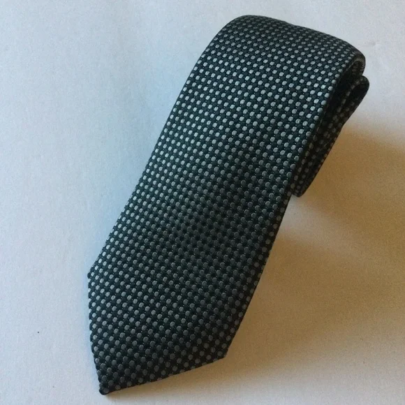 NORDSTROM NENS SILK TIE BLACK GRAY SMALL CHECK NEW